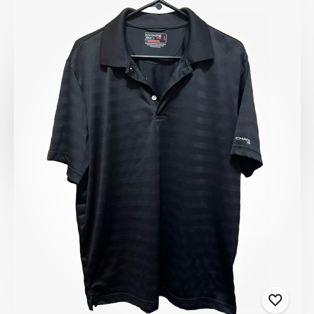 Chaps 78 Shirt Men's Large Golf Polo Stay-Dry Black Striped Breathable
